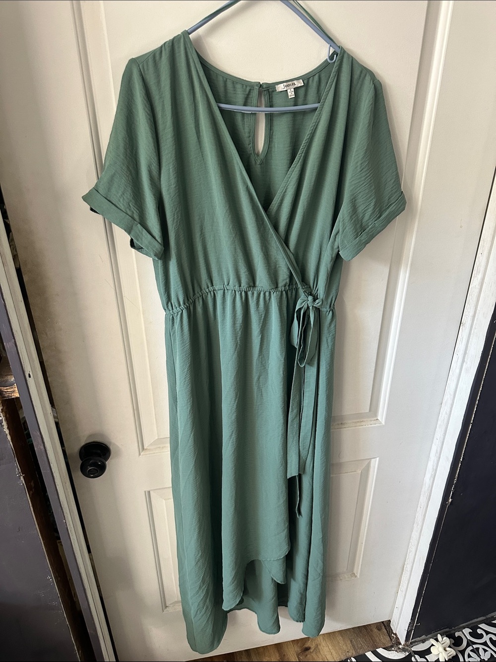 JODIFL Sage Green High-Low Wrap Dress